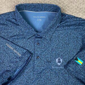 Galvin Green Golf Polo Shirt Men's XL Fits Large Blue Black Geometric Digi Camo